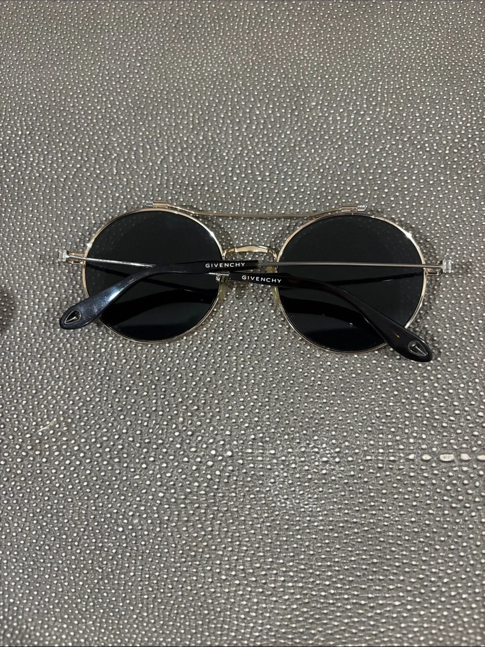 Givenchy Round Metal Sunglasses - Black Lenses, Gold Frame